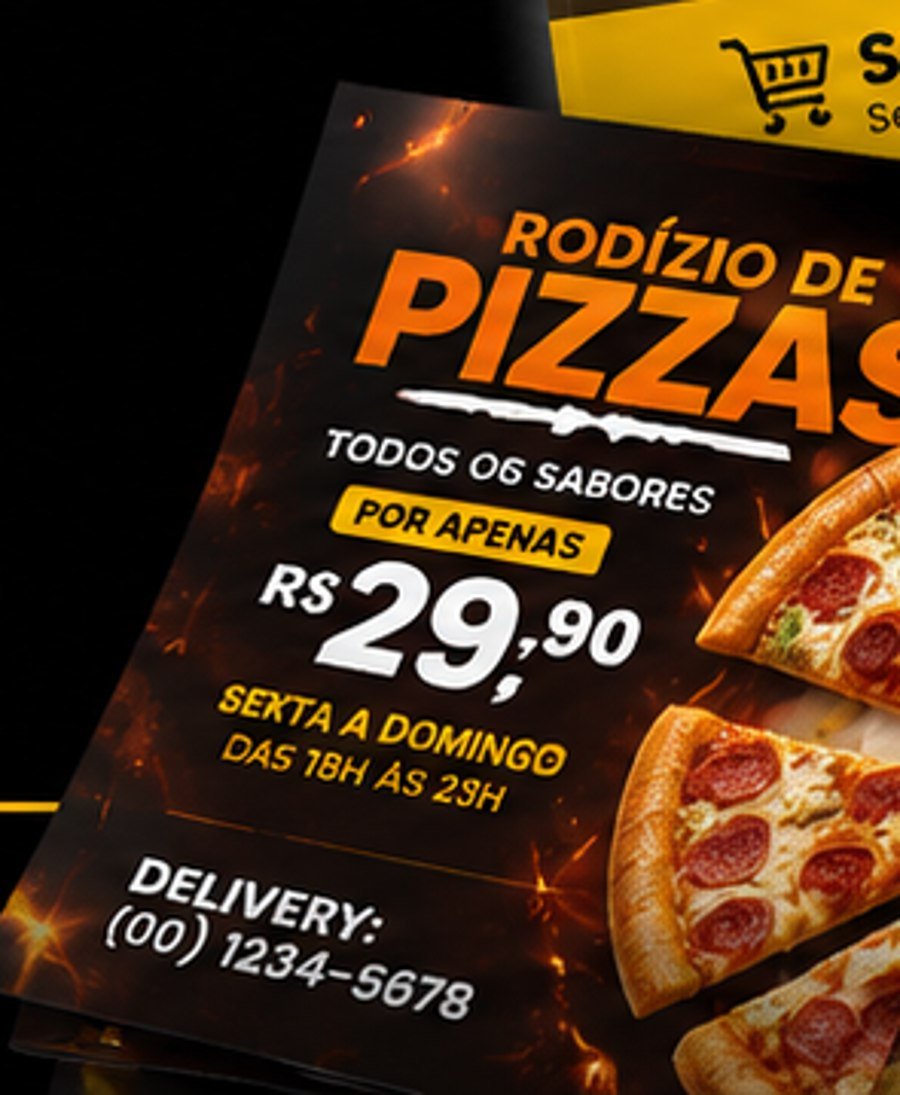 Flyer de pizzaria impresso pela Myg Print